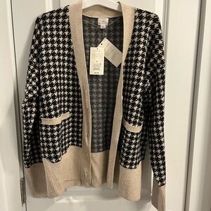 a new day Houndstooth Cardigan Sweater - Black and Cream